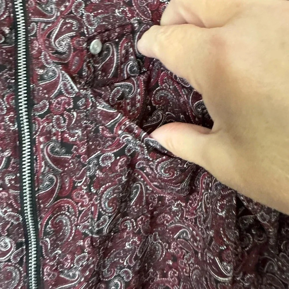 MICHAEL Michael Kors Women's Pop Paisley Zip-Front Top w/roll button sleeves PXS - Picture 4 of 6